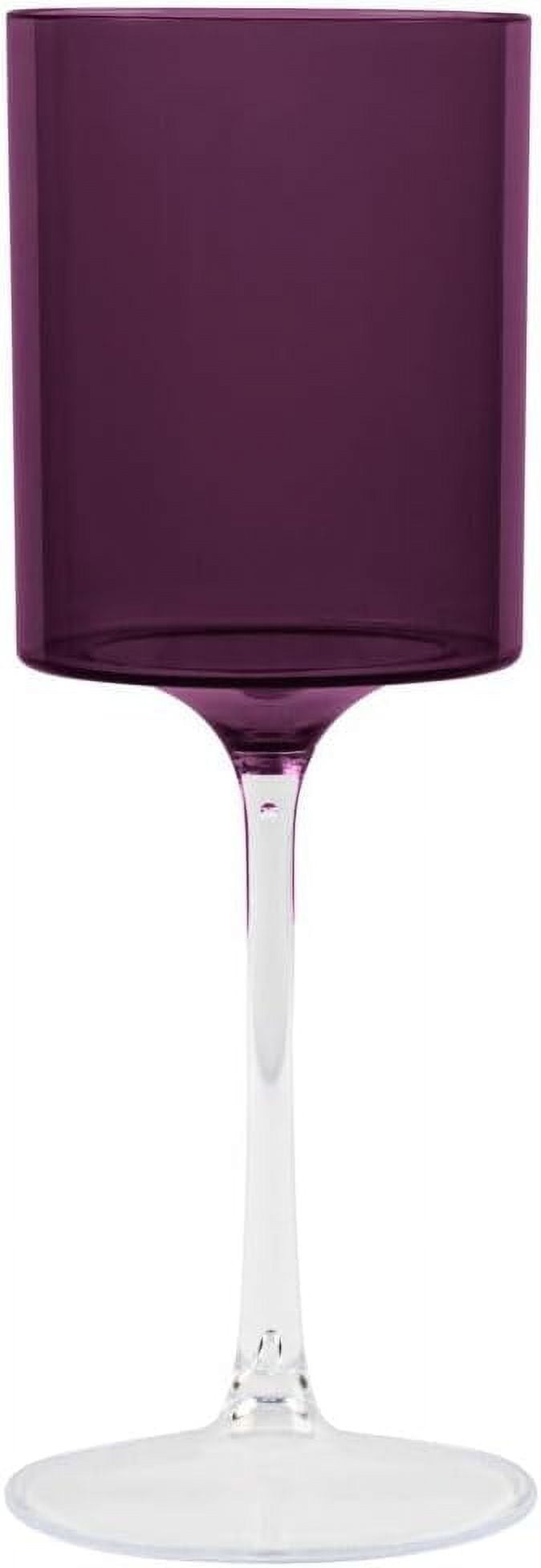 EcoQuality Purple Plastic Wine Glasses with Clear Stem - 9 oz Wine Glass, Disposable Shatterproof Wine Goblets, Reusable, Elegant Drink Cup Tumbler, Weddings, Party, Dinner, Baby Showers (20)