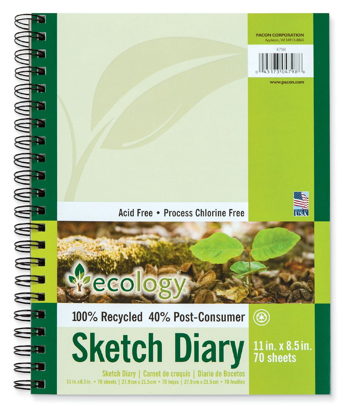 Ecology Sketch Diary, 11ââ x 8.5â, 70 White Sheets, Medium Weight Paper