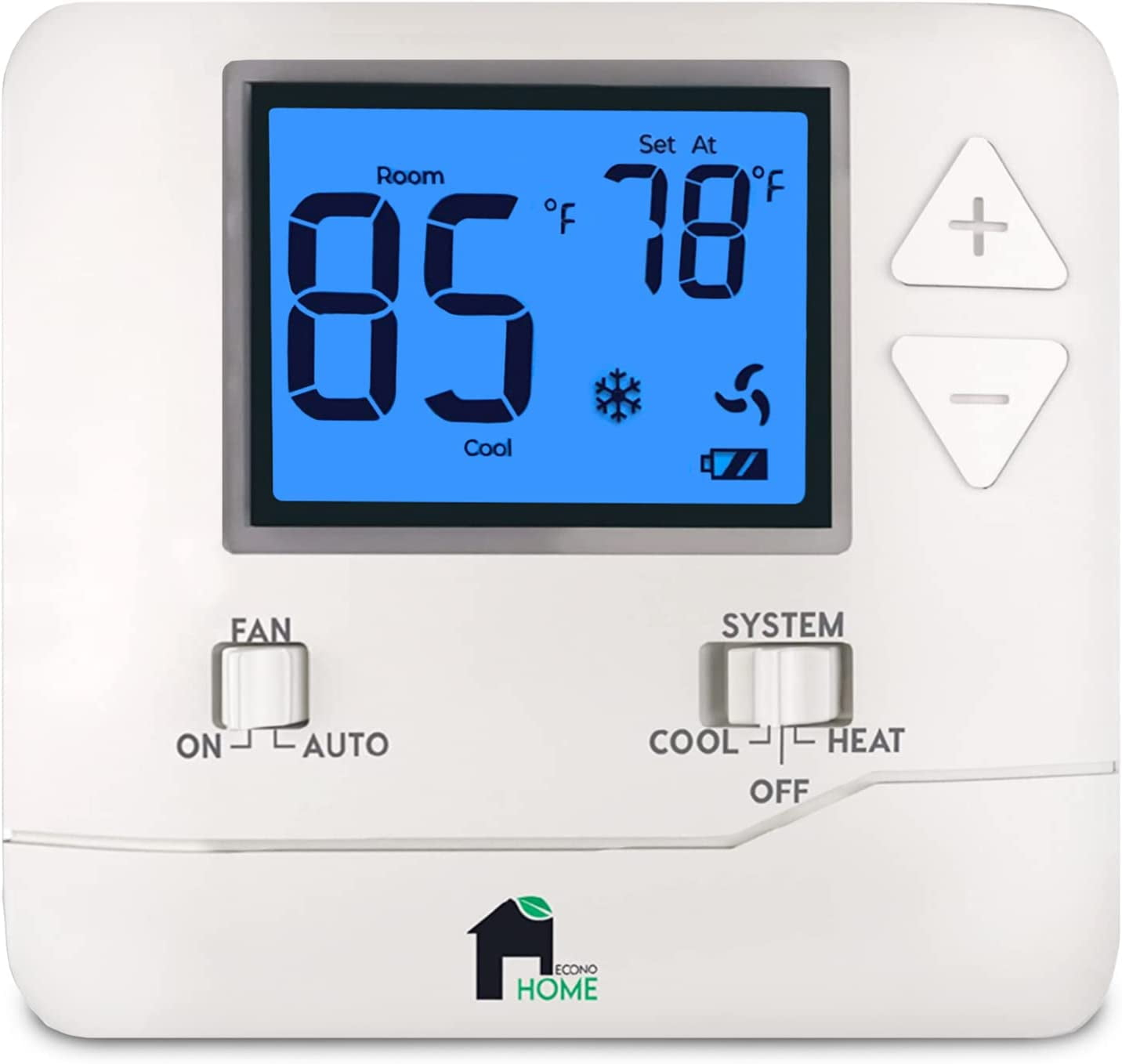 EconoHome ME EH Thermostat EH701 Square White Digital Screen Thermostat