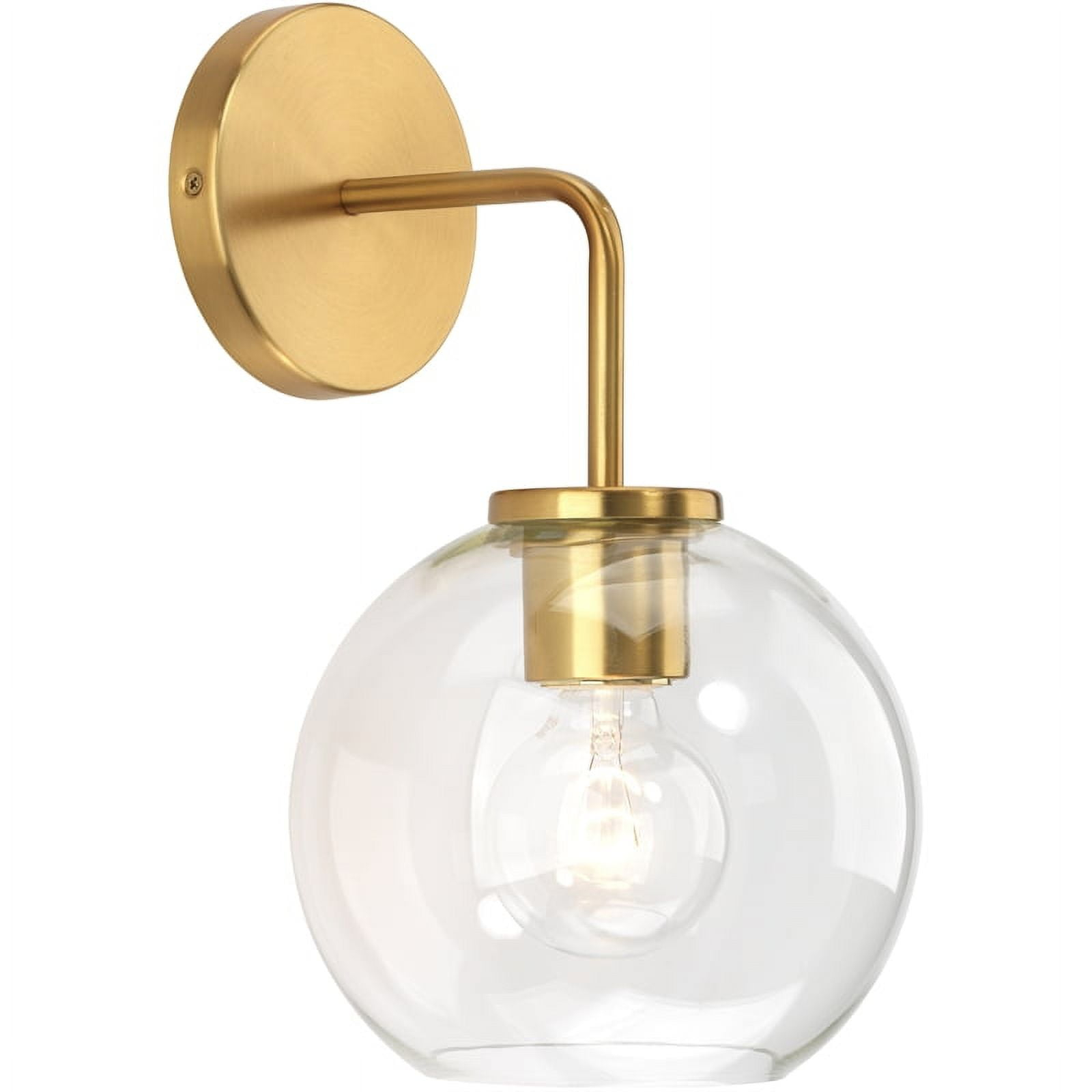 Eden Home 14.25" Transitional Metal Wall Sconce in Brass and Clear