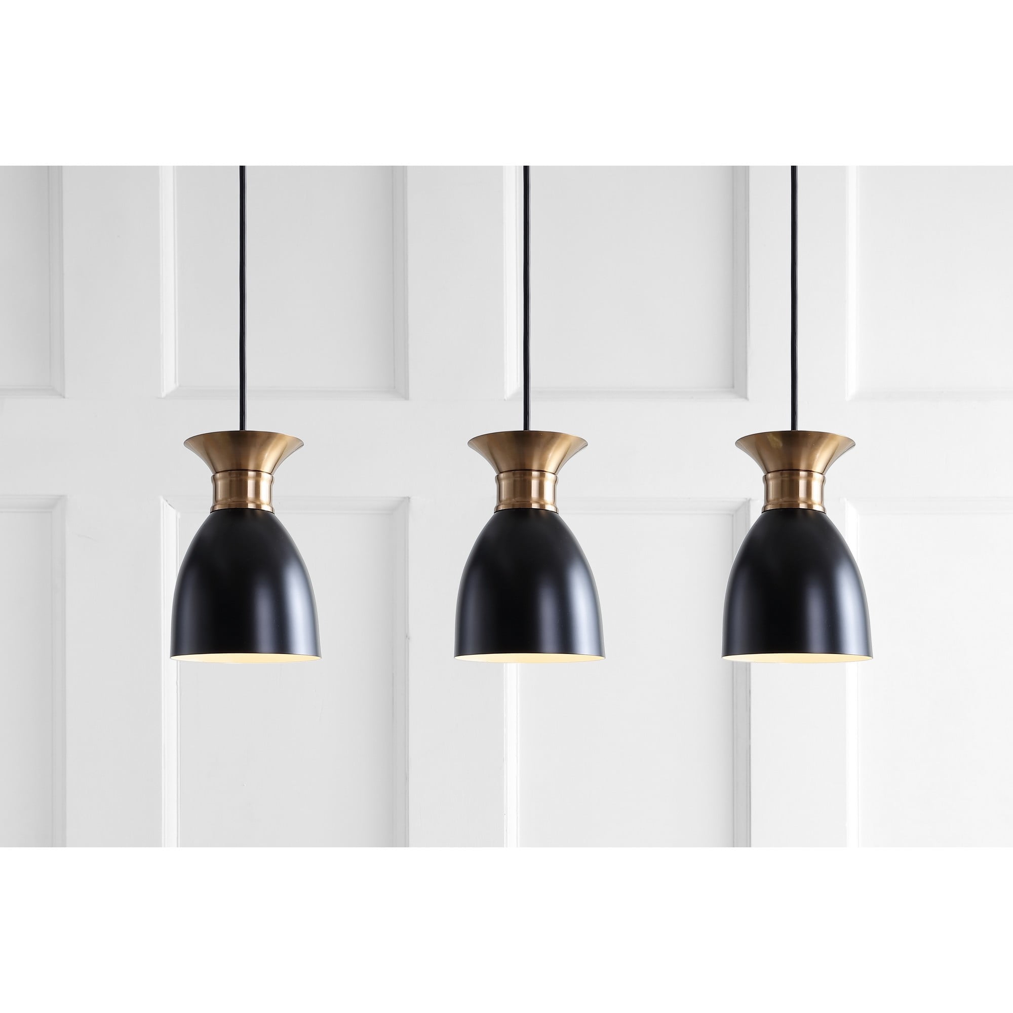 Edison 33.25" Linear 3-Light Metal Linear LED Pendant, Black/Brass Gold