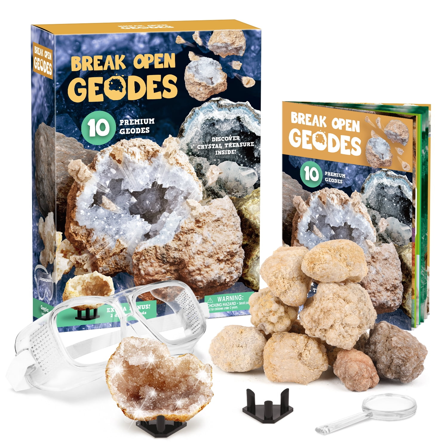Eduman Geodes Kit, Break Open 10 Geodes, STEM Educational Geology Toys Science Kit ,Gift for Child Age 6+
