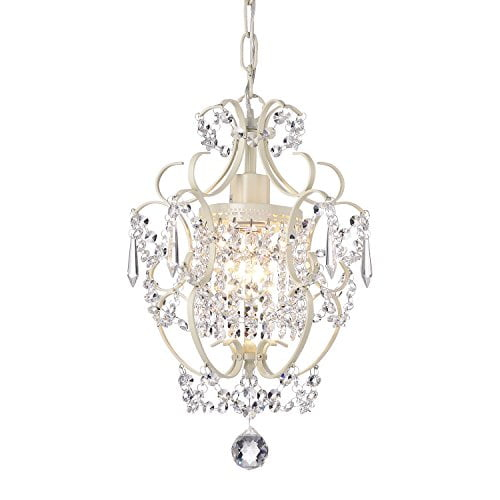 Edvivi Amorette Mini Chandelier Crystal Chandeliers, 1 Light Modern Elegant Glam Ceiling Light Fixture Ivory, Adjustable Hanging Lighting for Closet, Bedroom, Girls Room, Kitchen Island