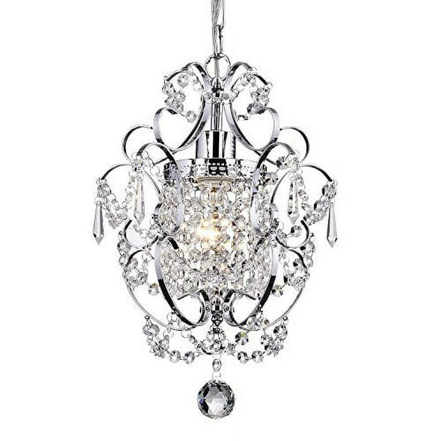 Edvivi Lighting Chrome Finish 1-Light Glam Mini Pendant with Crystal
