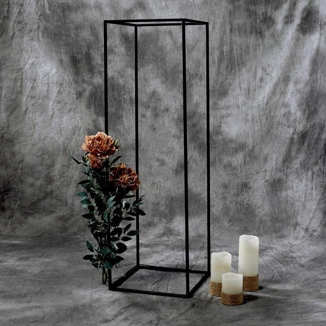 Efavormart Paquete de 2 - Soporte de Flores de Boda de Metal Negro Mate Rectangular de 40", Jarrones Geométricos para Centro de Mesa de Cena de Fiesta de Boda, Decoración de Hotel de Restaurante