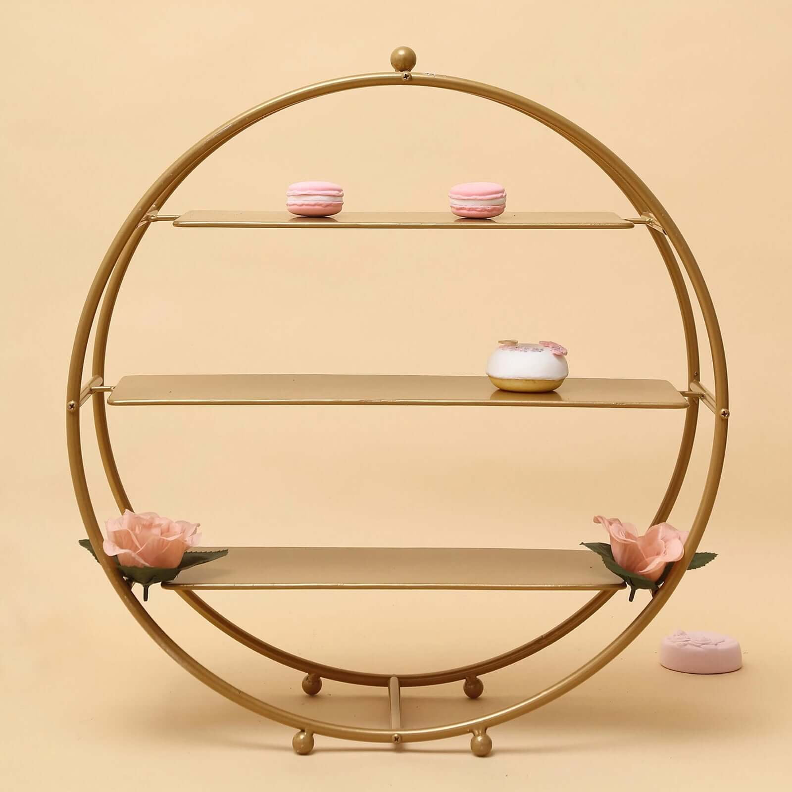 Efavormart 21" Gold Metal Tiered Cupcake Stand 3 Tier Dessert Stand Cupcake Holder