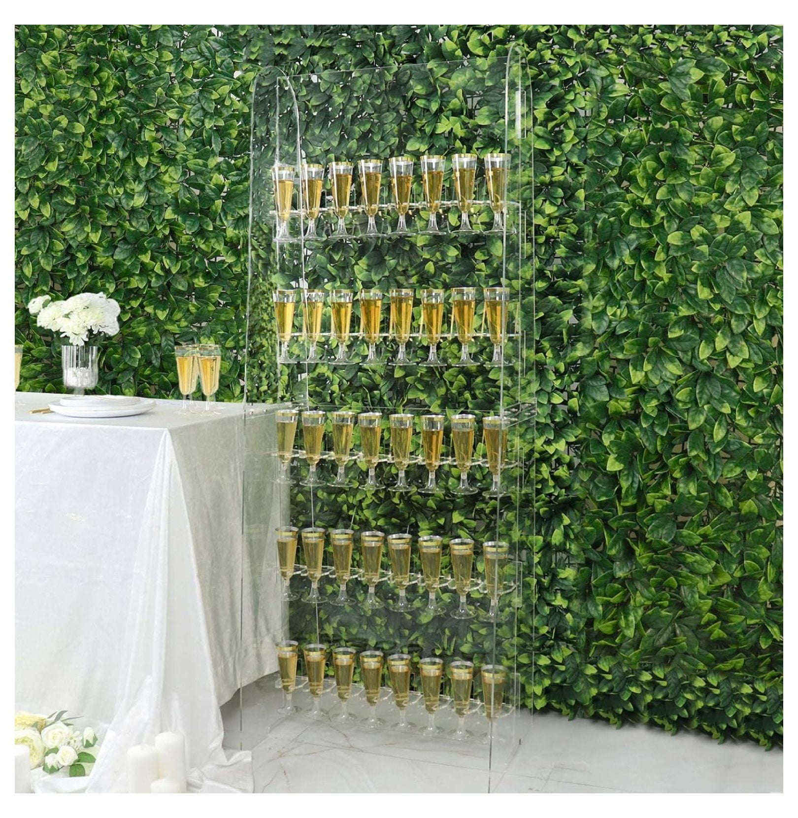 Efavormart 5ft Clear 5-Tier Wine Glass Stemware Rack, Champagne Flute Holder Wall Stand