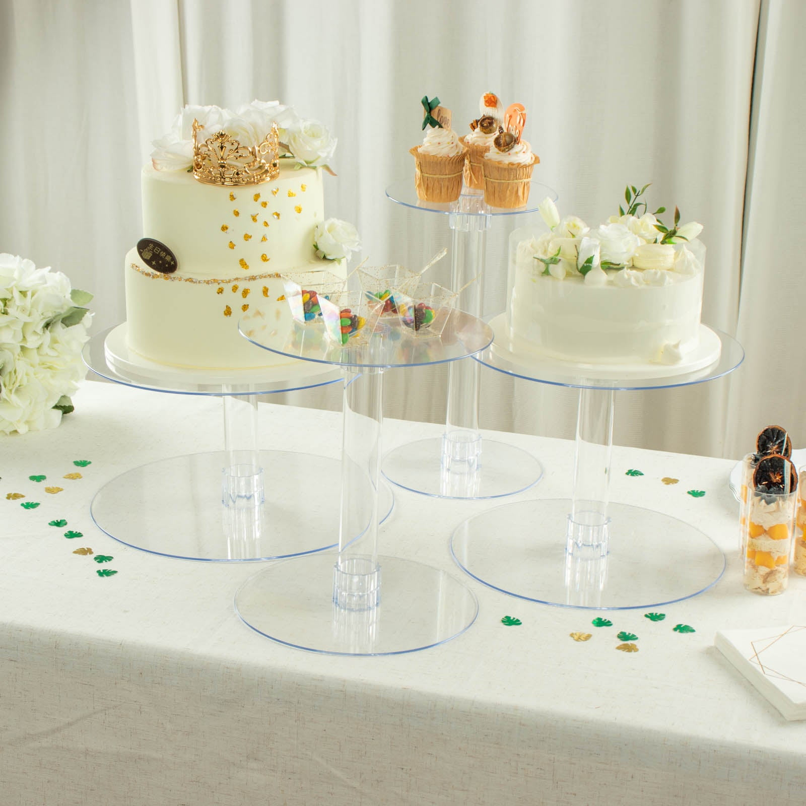 Efavormart Lovely 4 Tier XL Acrylic Crystal Glass Clear Cake Dessert Decorating Stand For Birthday Xmas Party Wedding