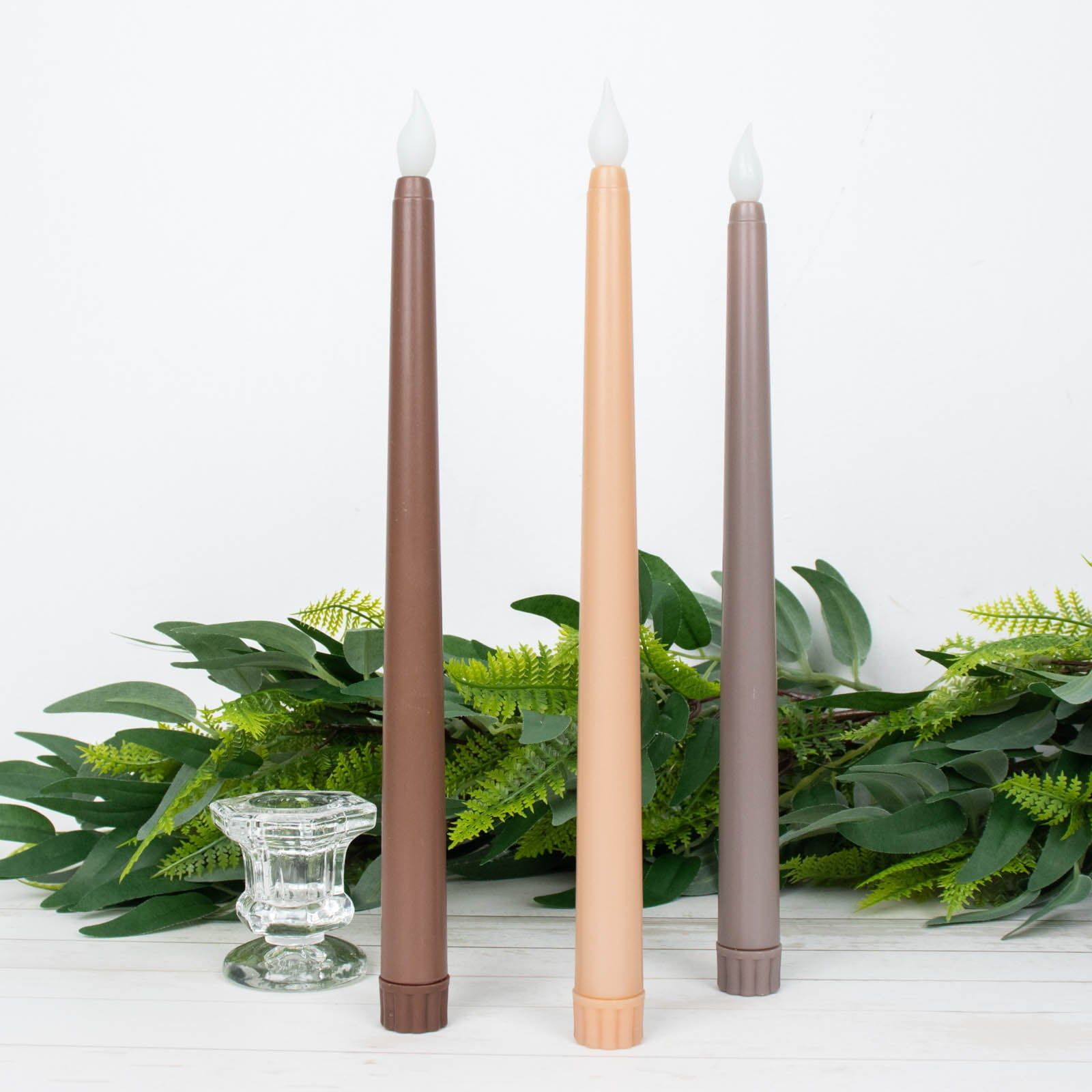 Efavormart Set of 3 | 11" Mixed Natural Warm Flickering Flameless LED Taper Candles