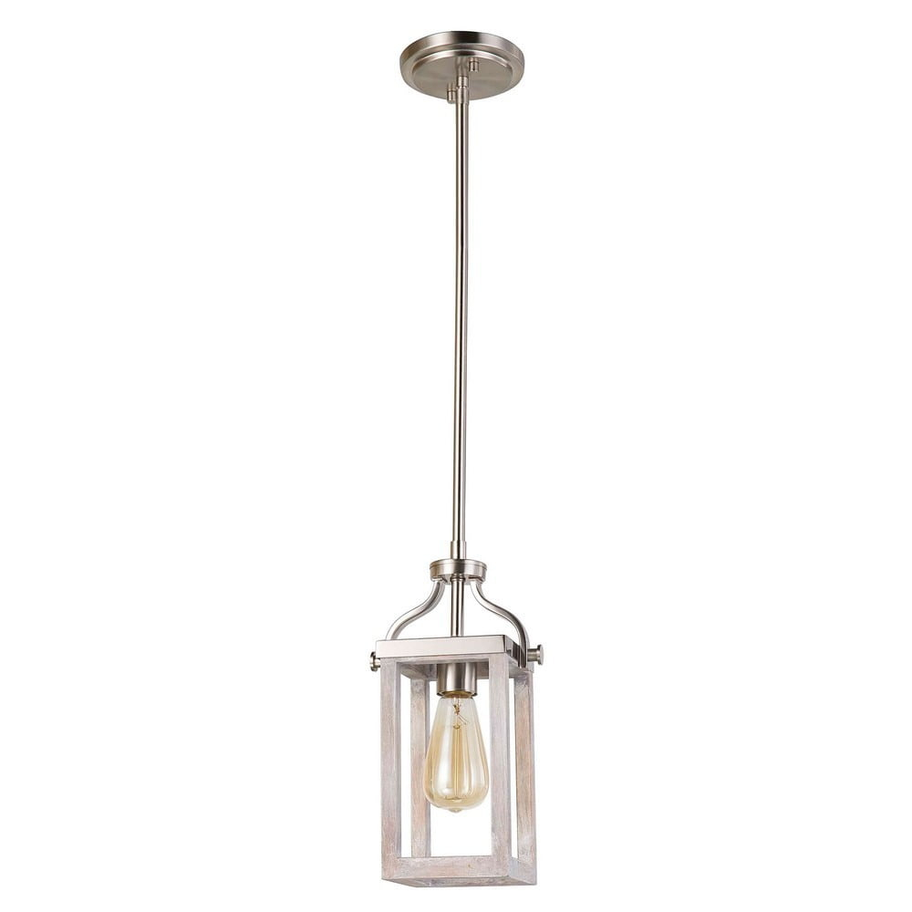 203104A-Eglo Lighting-Montrose - 1-Light Mini Pendant - Acacia Wood And Brushed Nickel