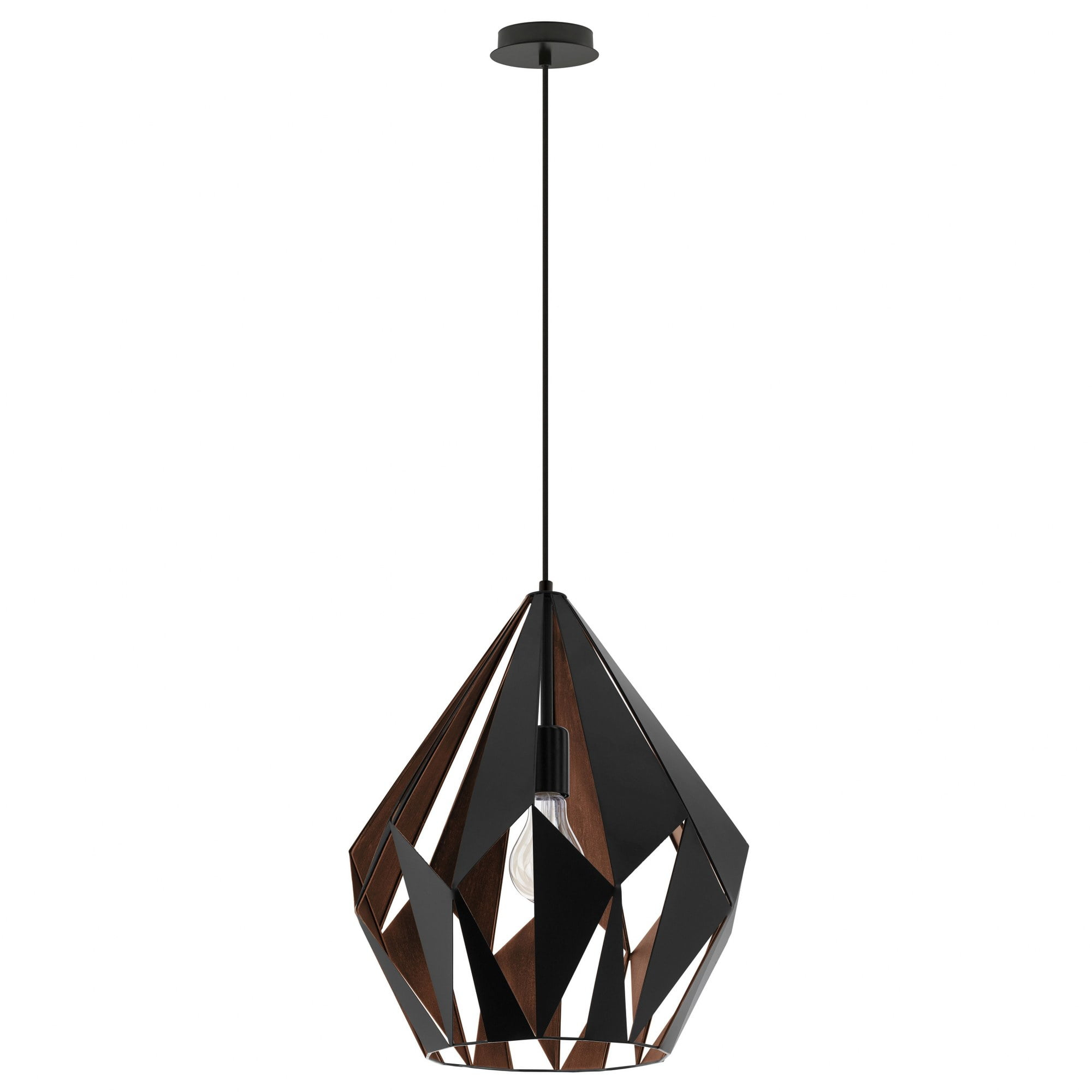 Eglo Lighting - Carlton - One Light Geometric Pendant-Matte Black/Copper Finish