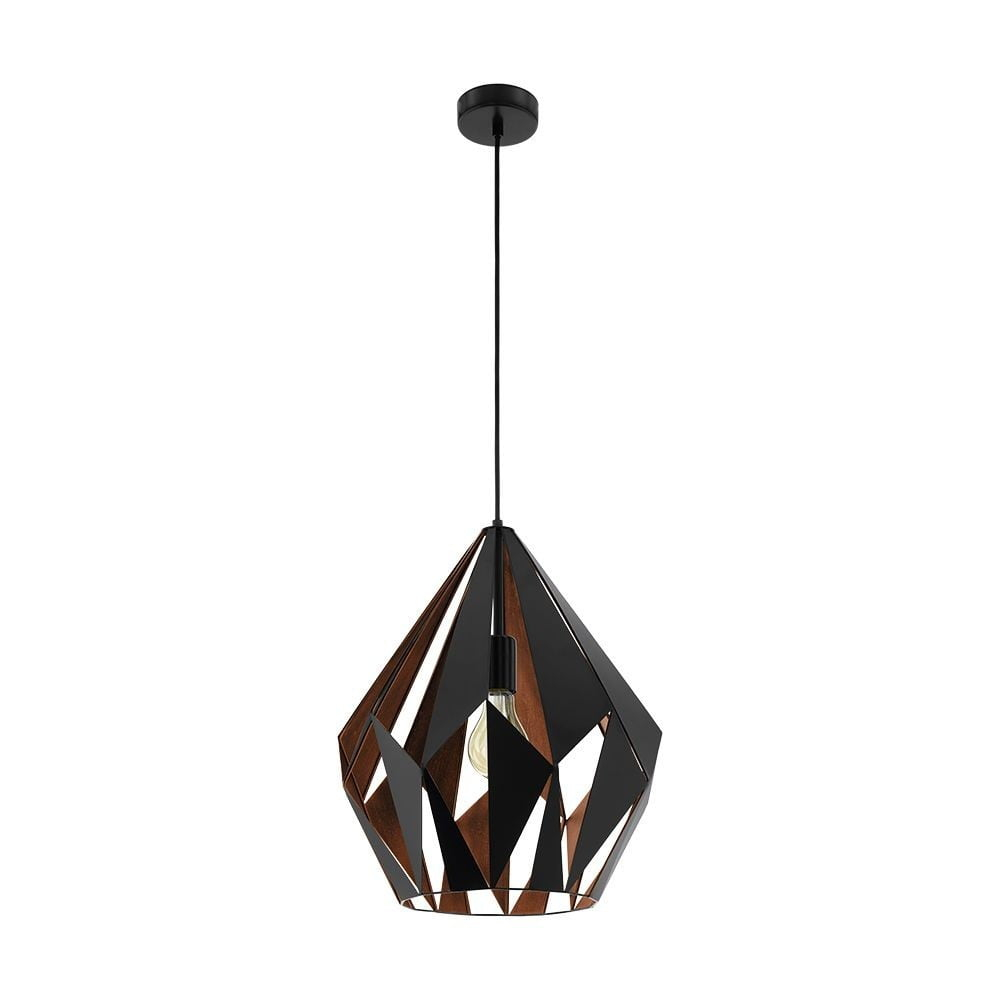 Eglo Lighting - Carlton - One Light Geometric Pendant-Matte Black/Copper Finish