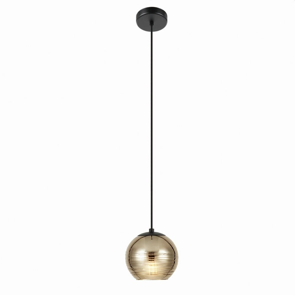 1-Light Lemorieta Mini Pendant Black Finish with Gold Vaporized Glass Shade - EGLO