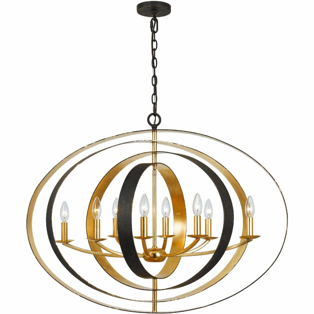 588-EB-GA-Crystorama Lighting-Luna - Eight Light Oval Chandelier-English Bronze/Antique Gold Finish    -Traditional Installation
