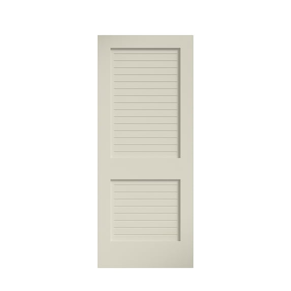 EightDoors 80-in 2-Panel Louvered Wood Primed Shaker Slab Door
