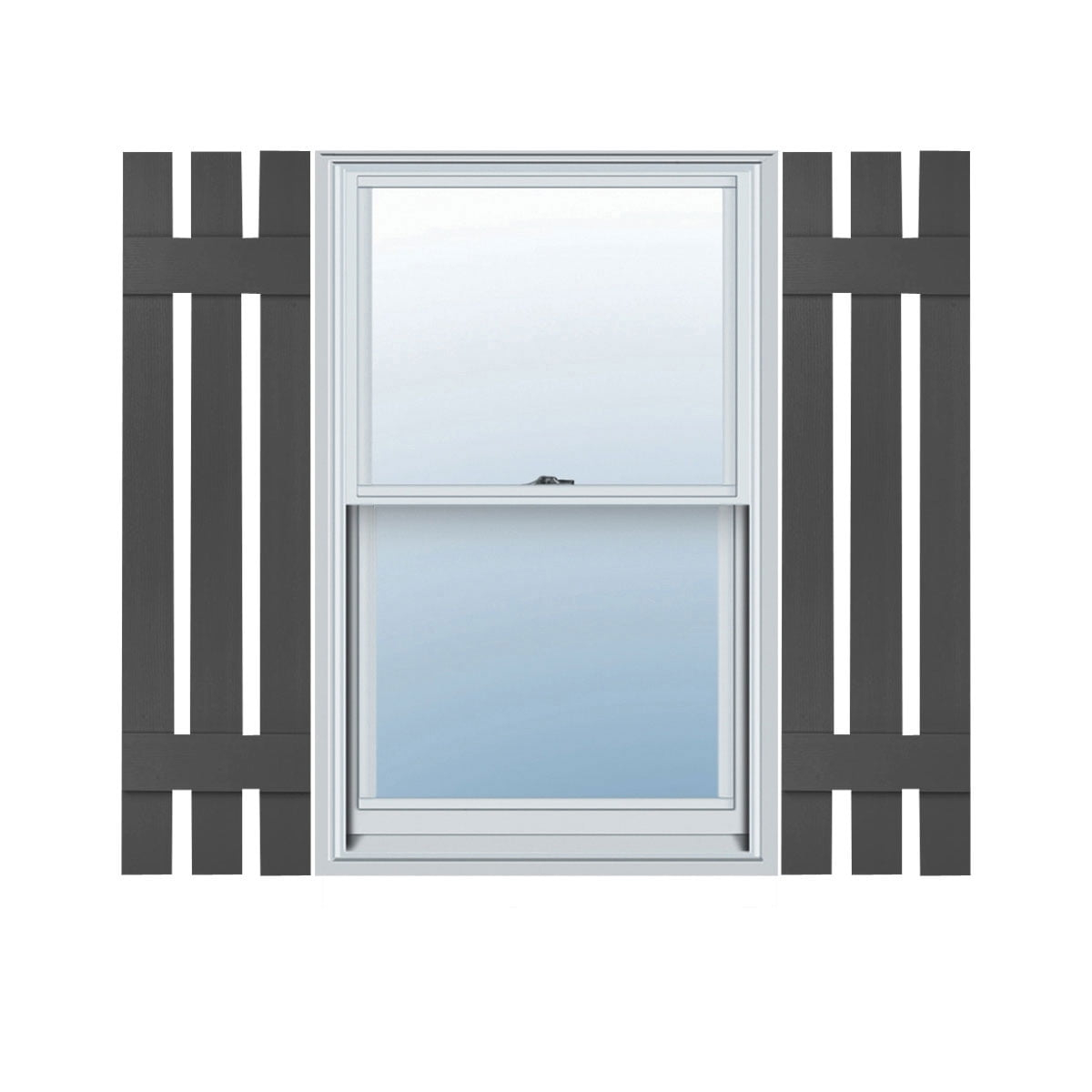 Ekena Millwork 12 in. W x 43 in. H Builders Edge, Standard Three Board Spaced, Board-n-Batten Shutters, Includes Matching Installation Spikes (Per Pair), 018 - Tuxedo Grey