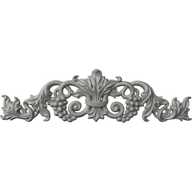 Ekena Millwork 19 1/4"W x 5 3/8"H x 7/8"P Small Grape and Leaf Center with Scrolls Onlay