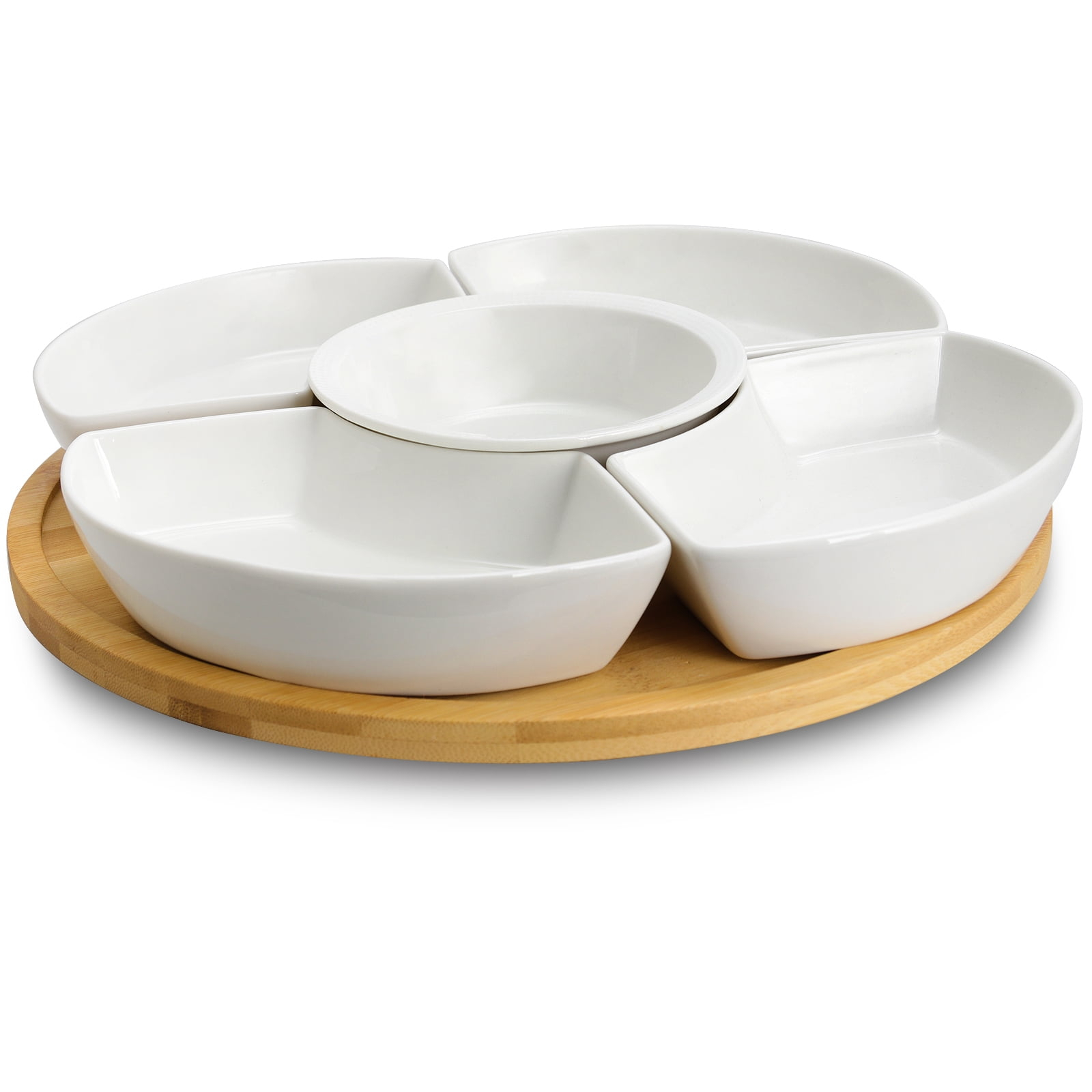 Elama Signature 12 1/4 inch 6 Piece Lazy Susan Appetizer and Condiment Server Set