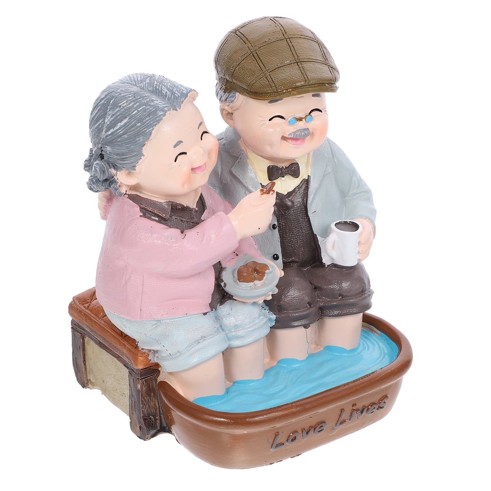 Loving Elderly Couple Figurines Husband and Wife Wedding Car Statue Grandparents Parents Figure Valentines Day Resin Statue Miniature Figurines Grandparents Parents Statue Home Decoration