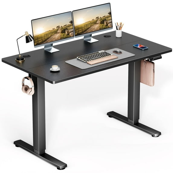Electric Stand up Desk, 48'' Wide Desktop with Adjustable Height, Standing Computer Desk for Home Ofiice, Black