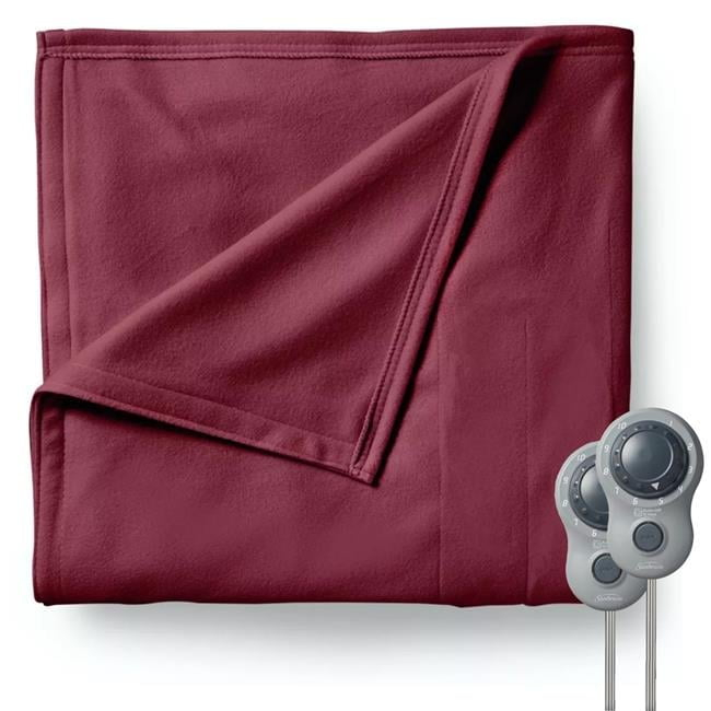 Electric Fleece Heated Blanket with Dual Zone, Garnet - Queen Size