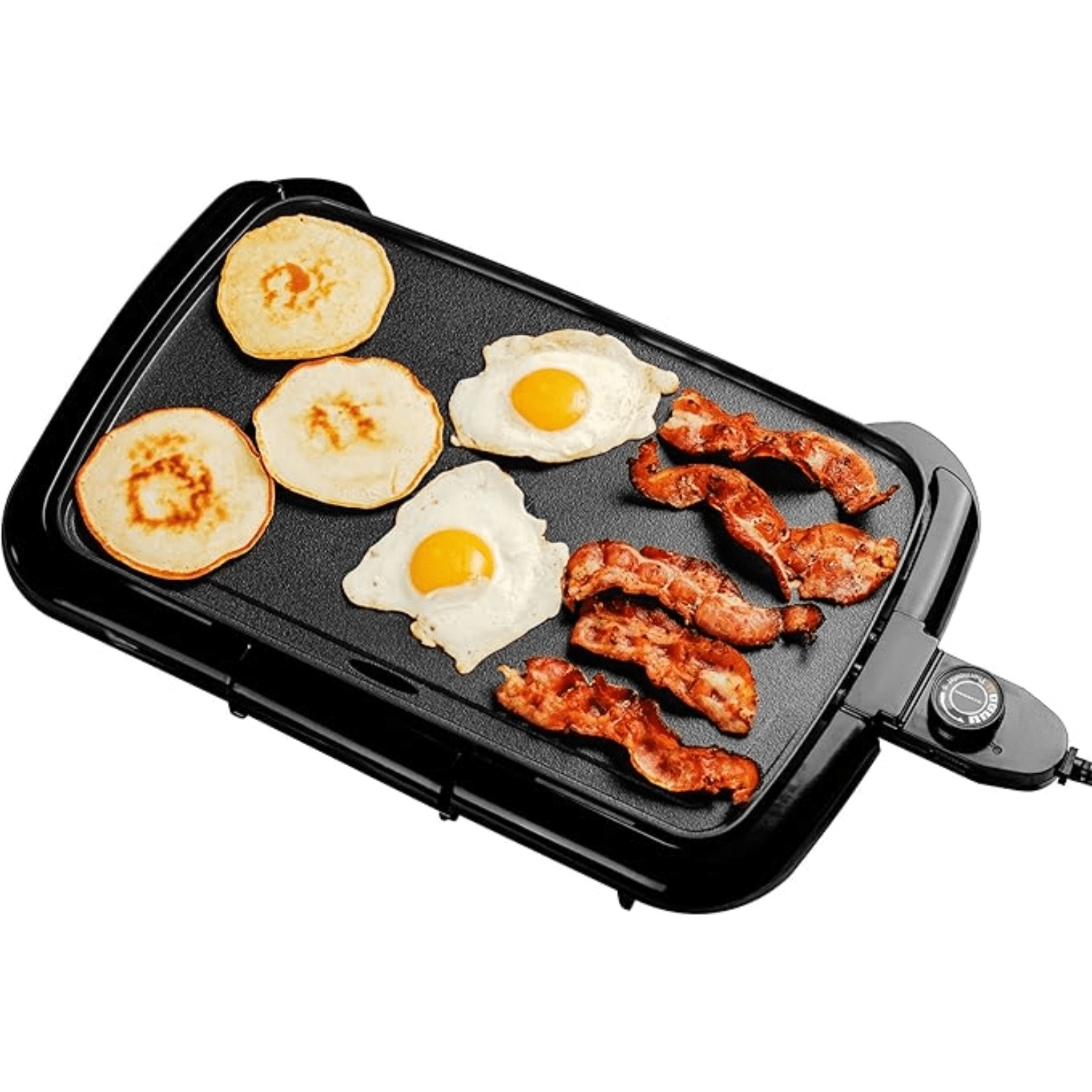OVENTE Electric Griddle with 16" x 10" Flat Non-Stick Cooking Surface, Black GD1610B