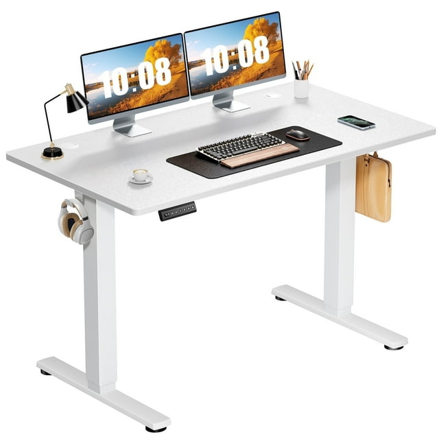 edx Electric Standing Desk, Height Adjustable Desk, 40 x 24 Inches Ergonomic Stand up Desk with Memory Preset and T-Shaped Metal Bracket for Home Office