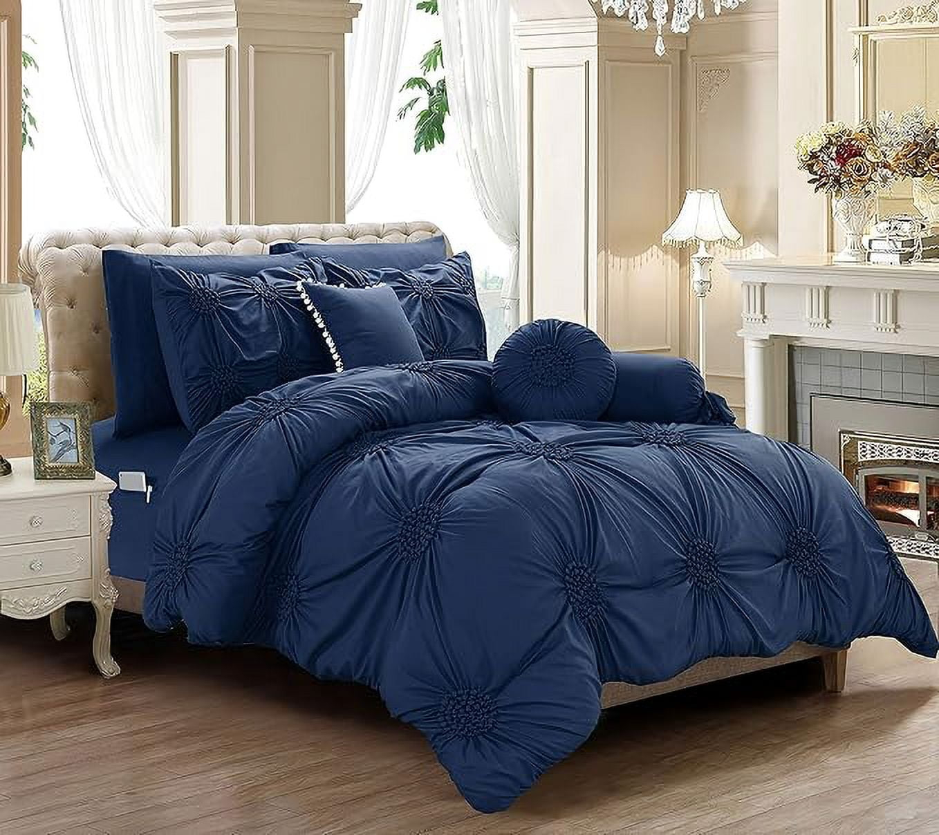 Elegant Comfort Ultra Soft 10-Piece Sunflower Bedding-in-a-Bag, Comforter Set Featuring Decorative Pillows and Fitted Sheet with Storage Pockets, Sunflower Comforter, Full/Queen, Carnation Pink
