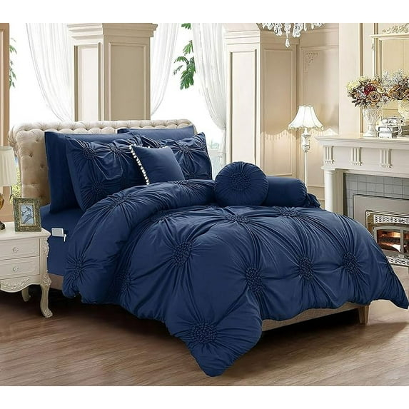 Elegant Comfort Ultra Soft 10-Piece Sunflower Bedding-in-a-Bag, Comforter Set Featuring Decorative Pillows and Fitted Sheet with Storage Pockets, Sunflower Comforter, Full/Queen, Carnation Pink