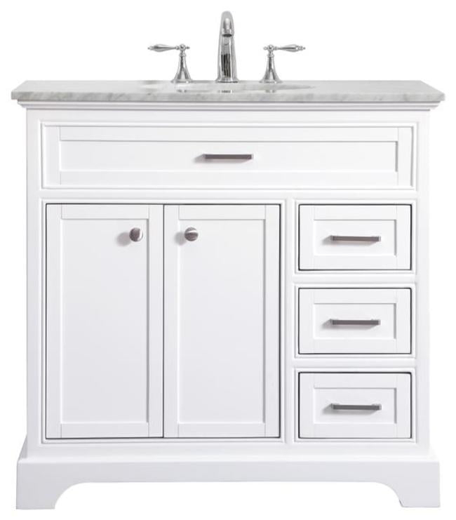 Elegant Decor Americana 36" Wood Single Bathroom Vanity in White