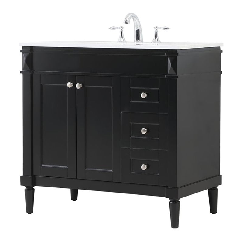 Elegant Decor Bennett 36" Aluminum MDF Single Bathroom Vanity in Black