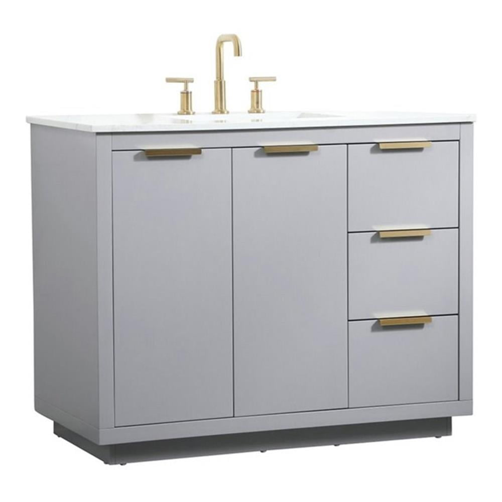 Elegant Decor Blake 42" Aluminum Alloy MDF Single Bathroom Vanity in Gray
