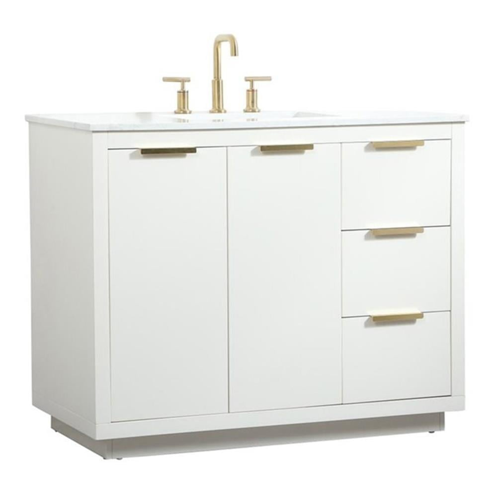 Elegant Decor Blake 42" Aluminum Alloy MDF Single Bathroom Vanity in White