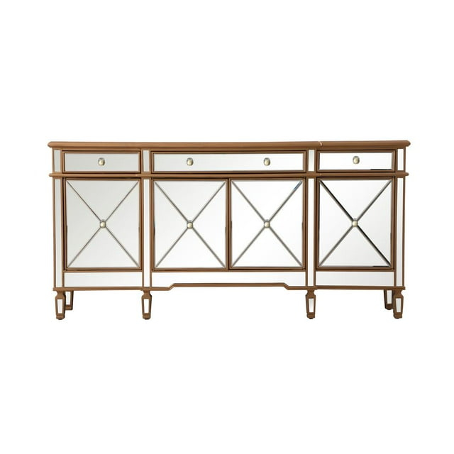 HomeStock Antique Appeal 72 Inch Mirrored Credenza In Gold