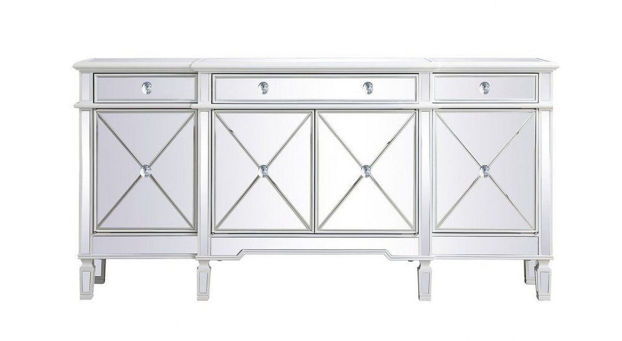 Elegant Decor Contempo 72" MDF and Metal Mirrored Credenza in Antique White