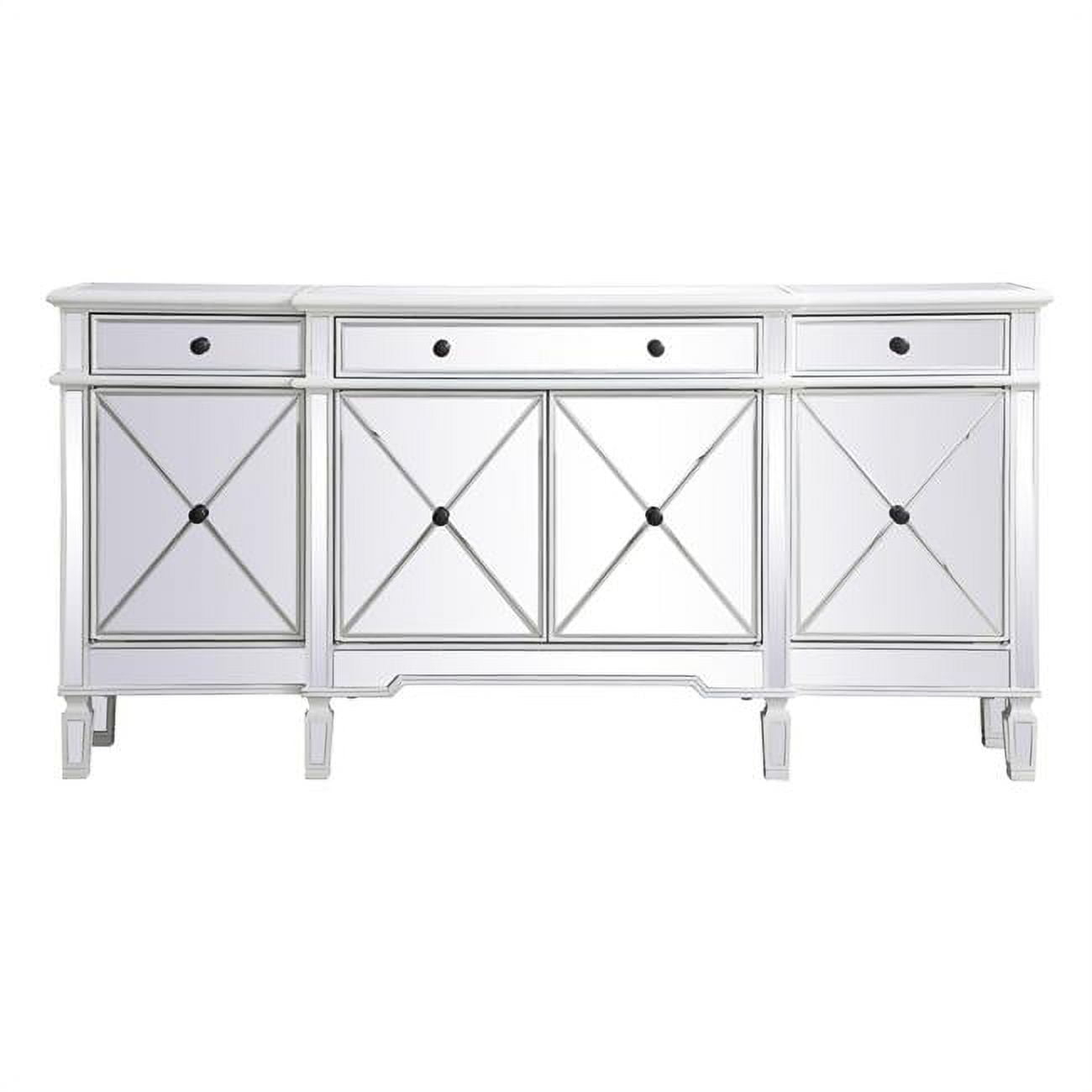 Elegant Decor Contempo 72" MDF and Metal Mirrored Credenza in Antique White