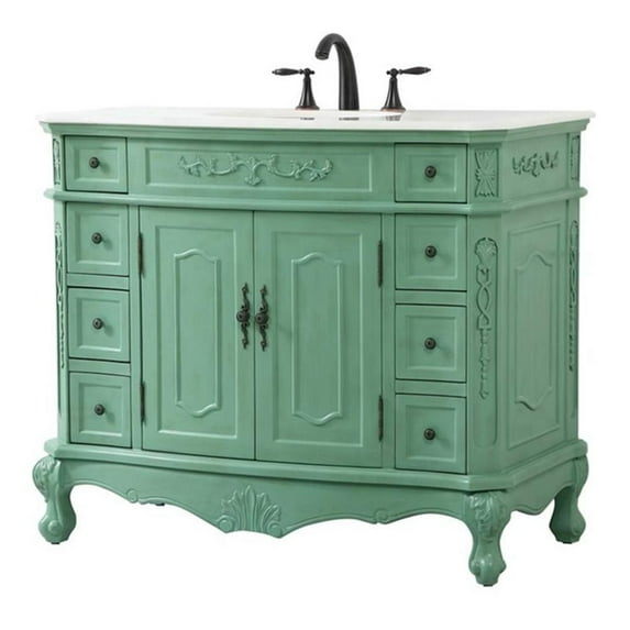 Elegant Lighting Vf10142 Danville 42" Free Standing Single Basin Vanity Set - Vintage Mint