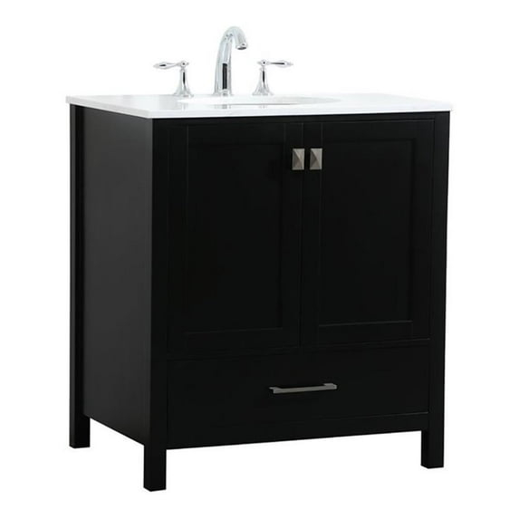 Elegant Decor Irene 30" Zinc Alloy MDF Single Bathroom Vanity in Black
