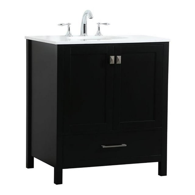 Elegant Decor Irene 30" Zinc Alloy MDF Single Bathroom Vanity in Black