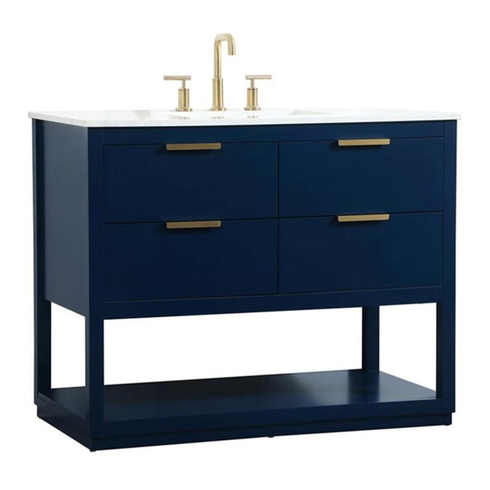 Elegant Decor Larkin 42" Solid Wood MDF Single Bathroom Vanity in Blue