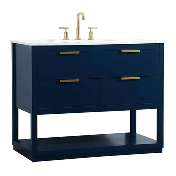 Elegant Decor Larkin 42" Solid Wood MDF Single Bathroom Vanity in Blue