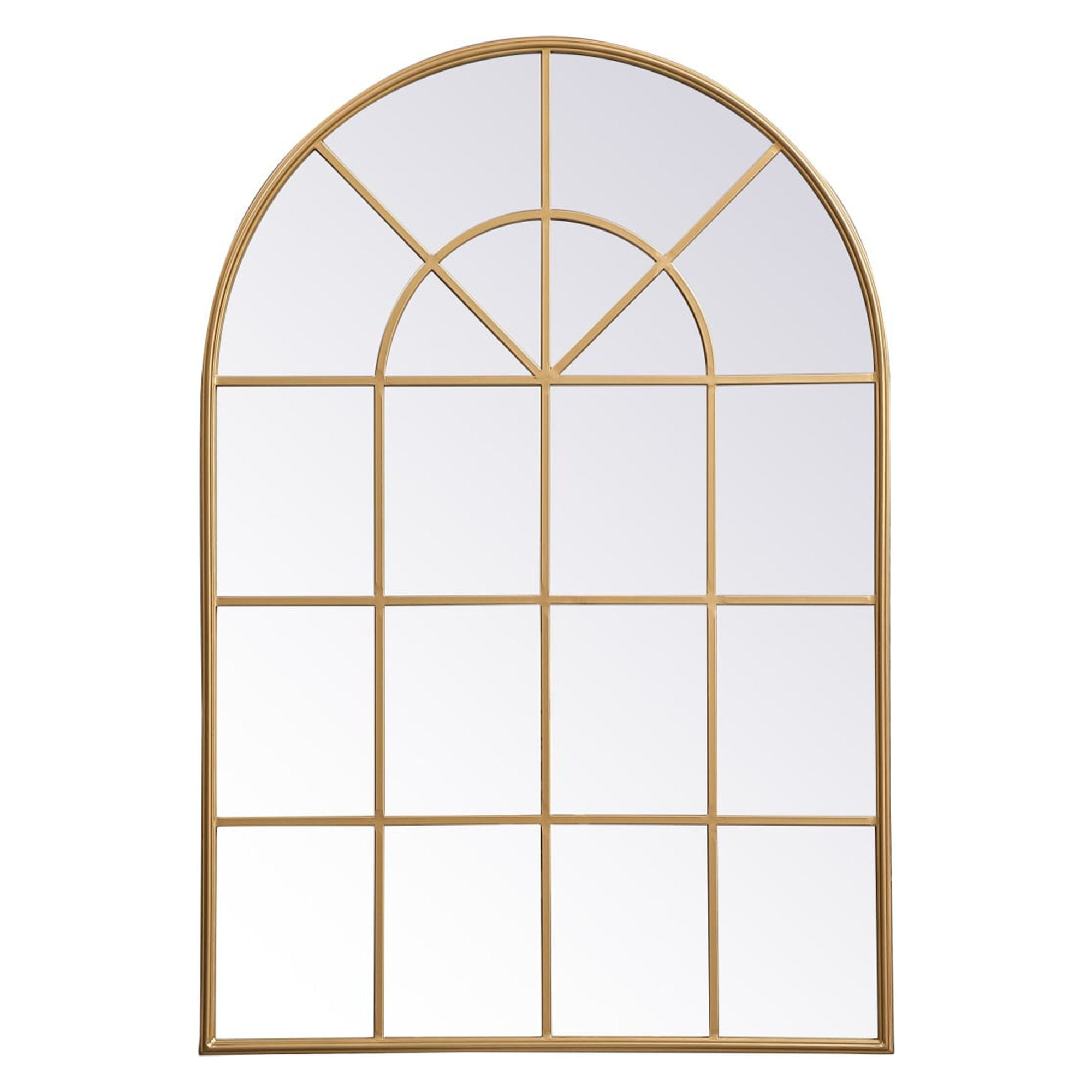Elegant Decor Metal windowpane mirror 36 inch x 53 inch in Brass