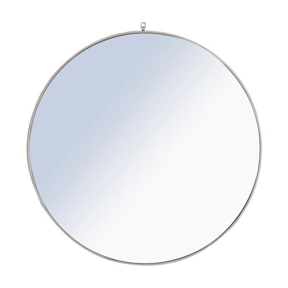 Elegant Decor Metal frame Round Mirror with decorative hook 48 inch Silver finish