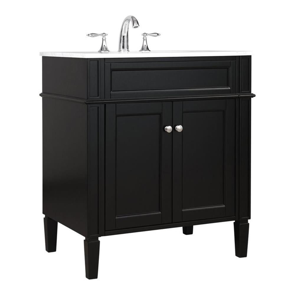 Elegant Decor Park Avenue 30" Solid Wood & Metal Single Bathroom Vanity in Black