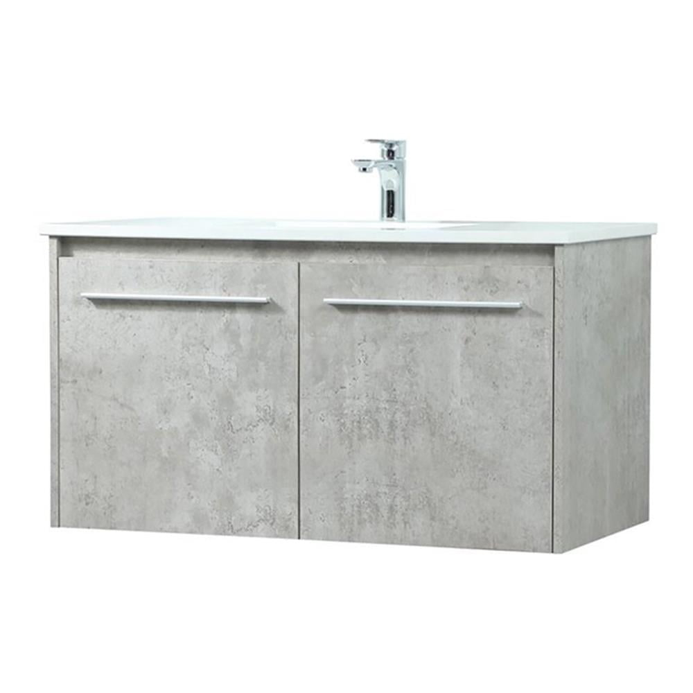 Elegant Decor Penn 36" Aluminum Alloy MDF Single Bathroom Vanity in Gray