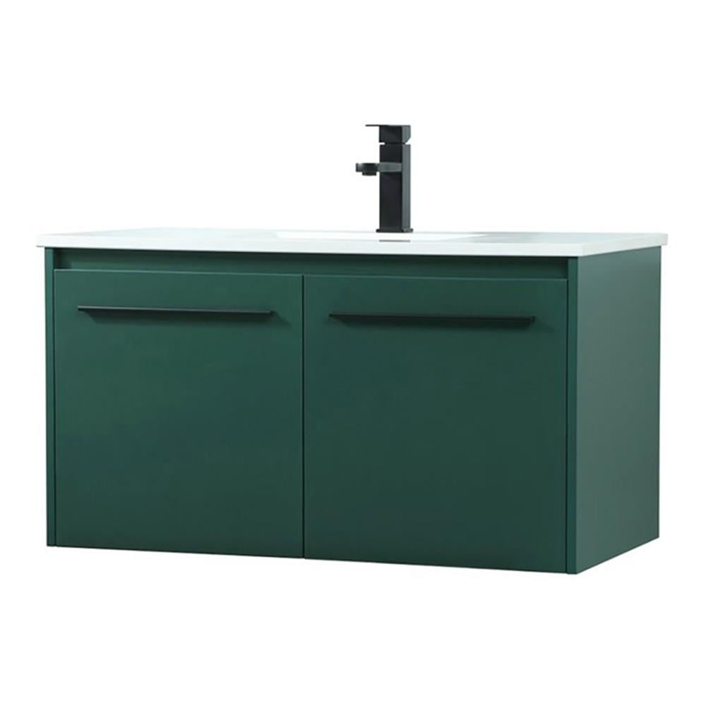 Elegant Decor Penn 36" Aluminum Alloy MDF Single Bathroom Vanity in Green