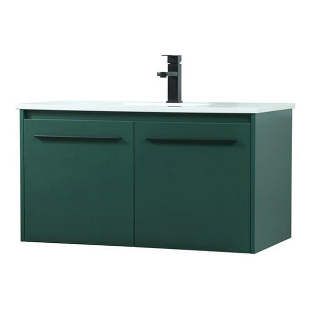 Elegant Decor Penn 36" Aluminum Alloy MDF Single Bathroom Vanity in Green