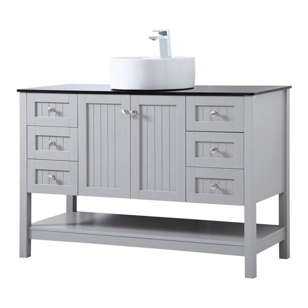 Elegant Decor Ralph 48" MDF Wood and Steel Vessel Sink Bathroom Vanity in Gray