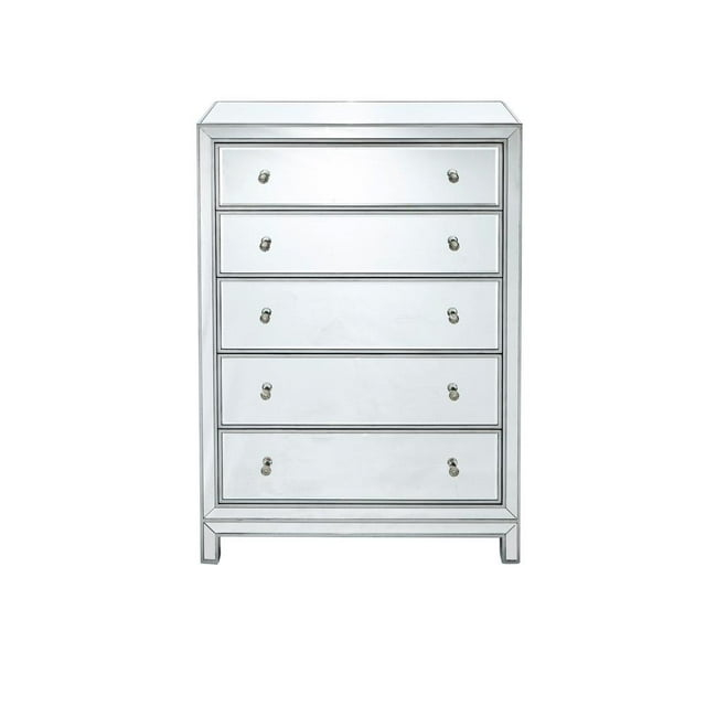 Elegant Decor Reflexion 5 Drawer 48" Mirrored Chest in Antique Silver