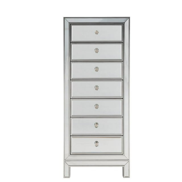 Elegant Decor Reflexion 7 Drawer Petite Mirrored Lingerie Chest in Silver